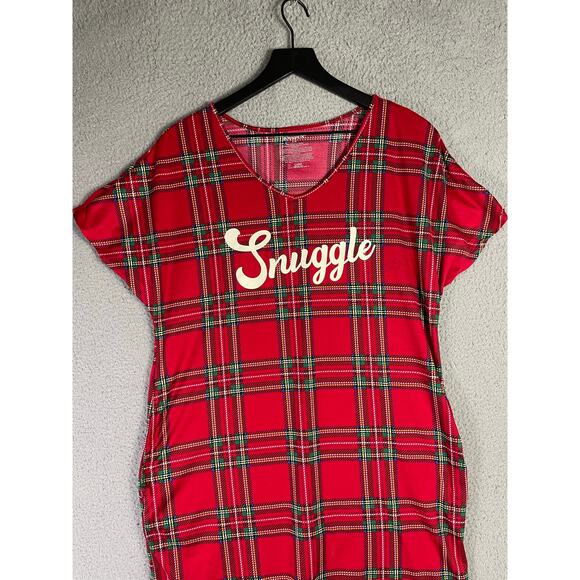Joyspun Women's Red Plaid Snuggle Nightgown‎ Pajama Shirt Size Small Soft Lounge - Picture 5 of 7